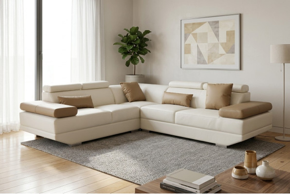 Skórzana sofa kanapa Żywy krajobraz Narożnik Ustawić nowoczesną designerską sofę dekoracyjną w kształcie litery L