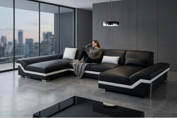 Skórzana Sofa Kanapa Żywy krajobraz Narożnik Ustawić Design Nowoczesna Sofa Kształt U K5007C