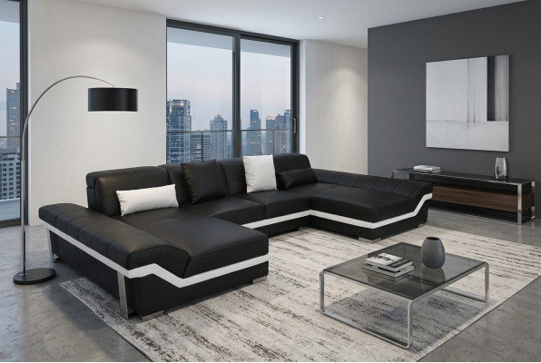 Skórzana Sofa Kanapa Żywy krajobraz Narożnik Ustawić Design Nowoczesna Sofa Kształt U K5007C