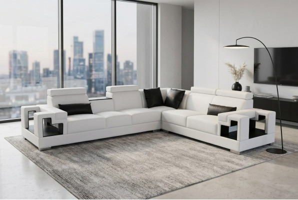 Sofa skórzana kanapa Żywy krajobraz Narożnik Ustawić Design Nowoczesna sofa w kształcie litery L K5001