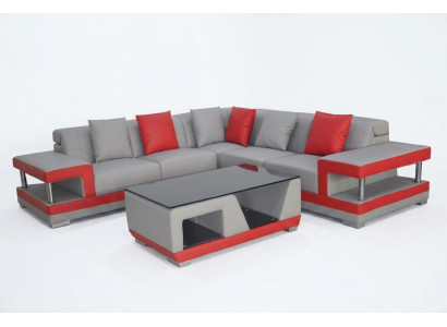 Skórzana sofa kanapa Żywy krajobraz Narożnik Ustawić Deco Design Nowoczesna sofa w kształcie litery L