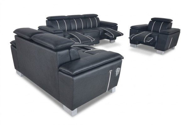 Skórzana sofa kanapa Żywy krajobraz Narożnik Ustawić Design Modern Sofa 3+2+1