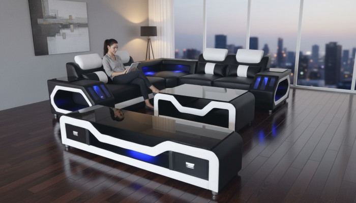 Skórzana Sofa Kanapa Żywy krajobraz Narożnik Ustawić Design Nowoczesna Sofa L-Shape G8046