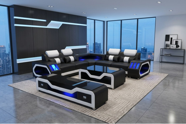 Skórzana Sofa Kanapa Żywy krajobraz Narożnik Ustawić Design Nowoczesna Sofa L-Shape G8046