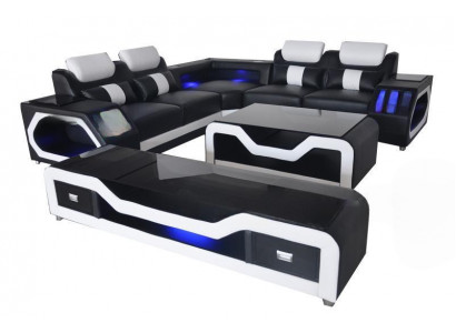 Skórzana Sofa Kanapa Żywy krajobraz Narożnik Ustawić Design Nowoczesna Sofa L-Shape G8046
