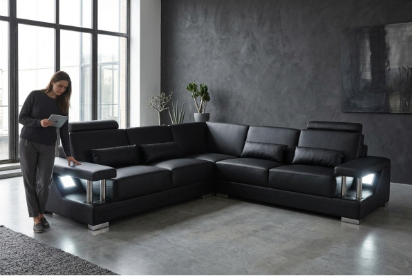 Skórzana sofa kanapa Żywy krajobraz Narożnik Deko Ustawić Design Nowoczesna sofa w kształcie litery L