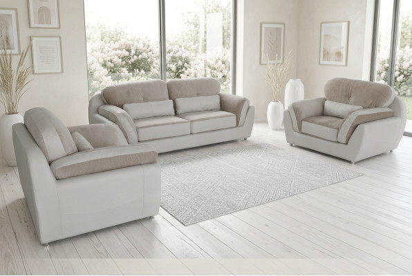 Skóra Włókiennicza Sofa Podkładka Siedziba Zestaw Ustaw Design Zestaw sofowy 3+1+1 Fotel