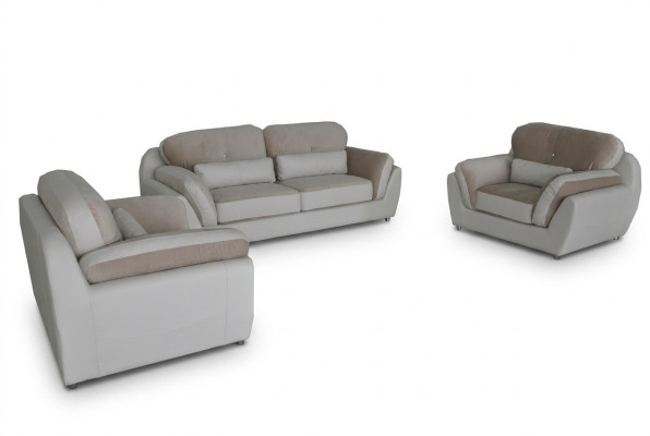 Skóra Włókiennicza Sofa Podkładka Siedziba Zestaw Ustaw Design Zestaw sofowy 3+1+1 Fotel