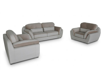 Skóra Włókiennicza Sofa Podkładka Siedziba Zestaw Ustaw Design Zestaw sofowy 3+1+1 Fotel