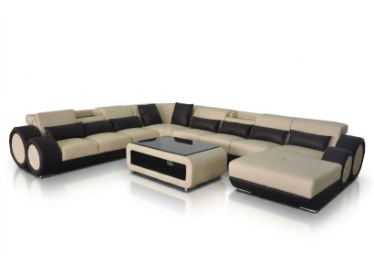 Skórzana sofa Żywy krajobraz Ustaw Design Nowoczesna sofa Narożnik Kształt U Szezlong G8035