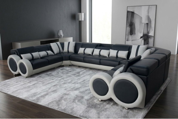 Skóra Sofa Kanapa Podkładka Narożnik Ustaw Design nowoczesny Narożnik U kształt Żywy krajobraz