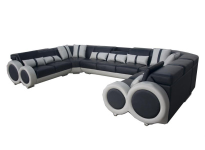 Skóra Sofa Kanapa Podkładka Narożnik Ustaw Design nowoczesny Narożnik U kształt Żywy krajobraz