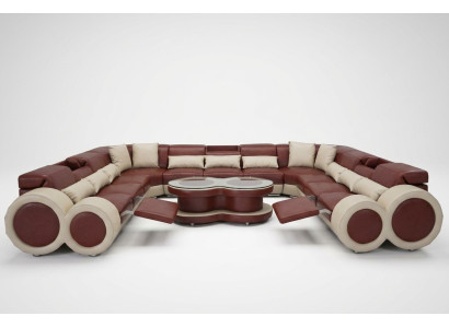 Skórzana Sofa Kanapa Żywy krajobraz Ustawić Design Nowoczesna Sofa Narożnik