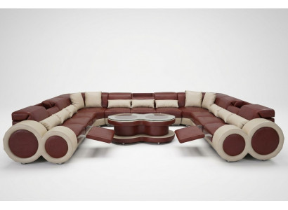 Skórzana Sofa Kanapa Żywy krajobraz Ustawić Design Nowoczesna Sofa Narożnik