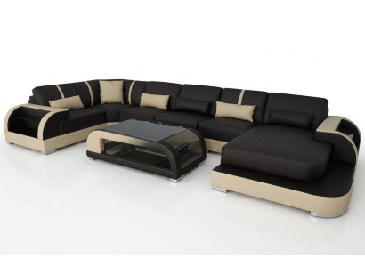 Skóra Couch Podkładka Siedziba Narożnik Ustawić Modern Design Żywy krajobraz U Shape Sofas