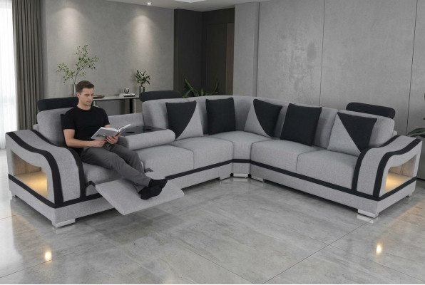 Skórzana sofa kanapa Żywy krajobraz Ustawić Design Nowoczesna sofa Narożnik w kształcie litery L