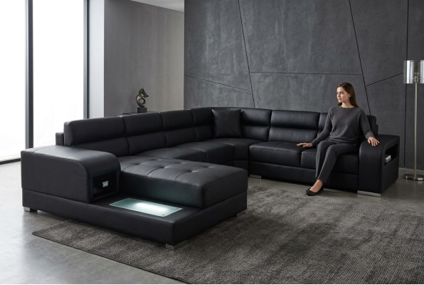 Skórzana Sofa Kanapa Żywy krajobraz Ustawić Design Nowoczesna Narożnik Sofa Kształt U G8029