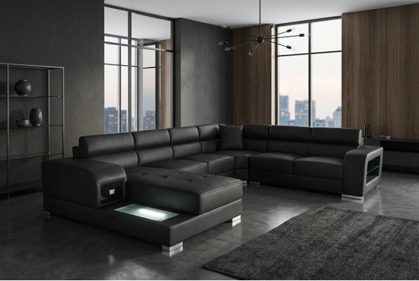 Skórzana Sofa Kanapa Żywy krajobraz Ustawić Design Nowoczesna Narożnik Sofa Kształt U G8029