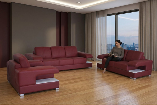 Skórzana sofa kanapa Żywy krajobraz Ustawić Design Nowoczesny Zestaw sofowy 3+2+1 G8028D