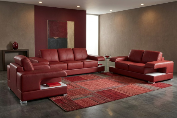 Skórzana sofa kanapa Żywy krajobraz Ustawić Design Nowoczesny Zestaw sofowy 3+2+1 G8028D