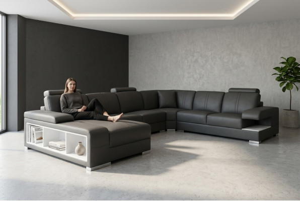 Skórzana Sofa Kanapa Żywy krajobraz Ustawić Design Nowoczesna Narożnik Sofa Kształt U Nowy G8028