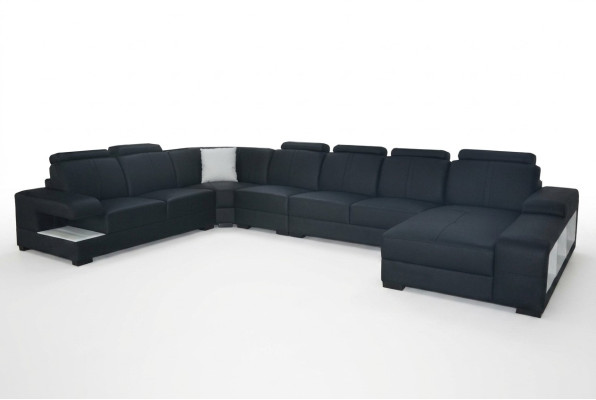Skóra Couch Podkładka Siedziba Design Nowoczesna Narożnik Sofa U Shape Żywy krajobraz