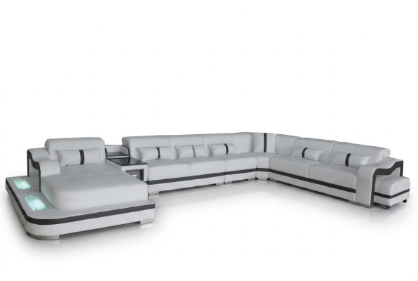 Skóra Couch Podkładka Siedziba Żywy krajobrazu Design Nowoczesny Narożnik Ustawić Sofę U Shape