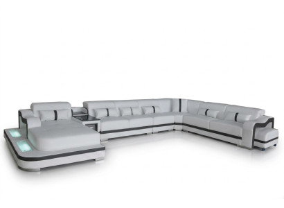 Skóra Couch Podkładka Siedziba Żywy krajobrazu Design Nowoczesny Narożnik Ustawić Sofę U Shape