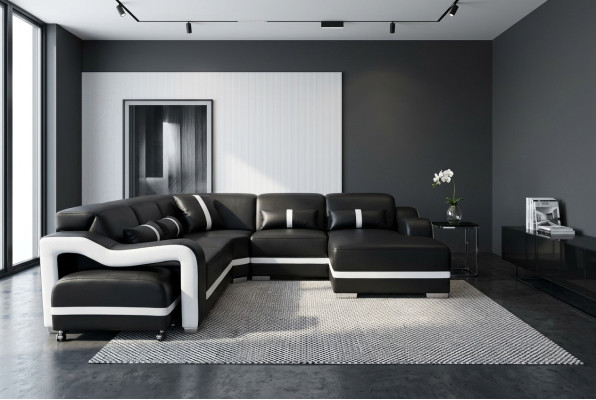 Skórzana sofa kanapa Żywy krajobraz Ustawić Modern Design Narożnik Sofa w kształcie litery L