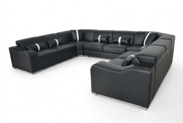 Skóra Couch Podkładka Siedziba Design Modern Narożnik Ustaw Sofa U Shape Żywy krajobraz