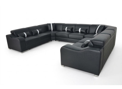 Skóra Couch Podkładka Siedziba Design Modern Narożnik Ustaw Sofa U Shape Żywy krajobraz