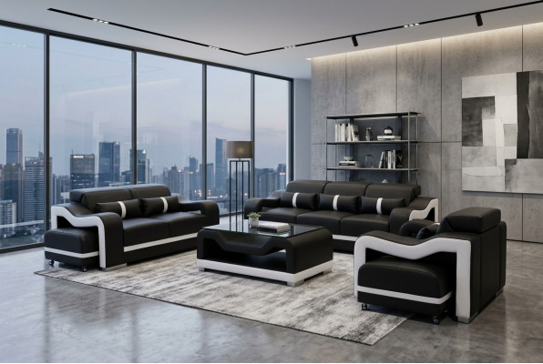Sofa Skóra Kanapa Podkładka Ustawić 3+2+1 Siedziba Komplet Obcios G8027D + Tabela