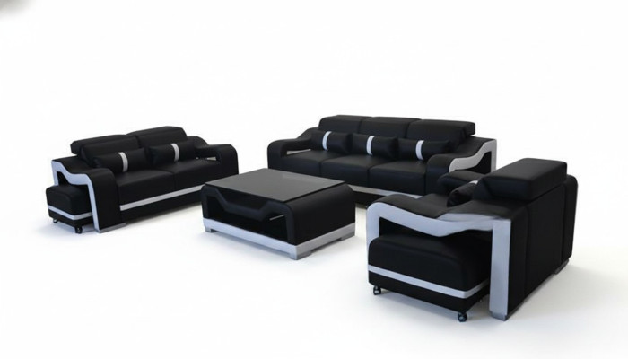 Sofa Skóra Kanapa Podkładka Ustawić 3+2+1 Siedziba Komplet Obcios G8027D + Tabela