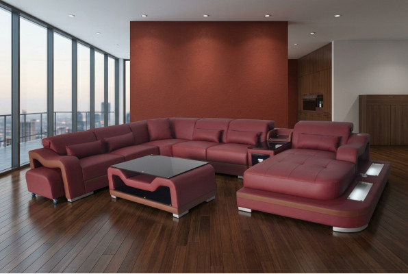 Skóra Żywy krajobraz Ustaw Design Nowoczesna Narożnik Sofa Kanapa Kształt U G8027G Tabela