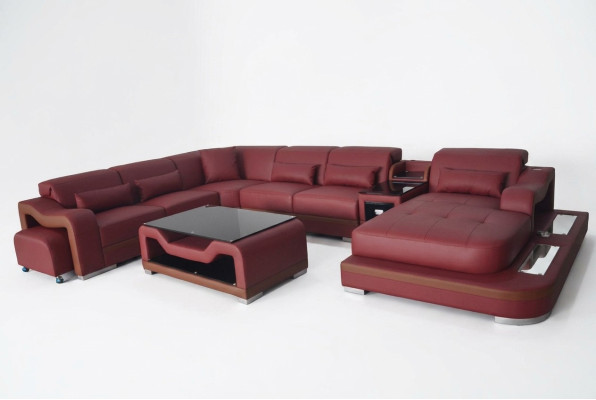 Skóra Żywy krajobraz Ustaw Design Nowoczesna Narożnik Sofa Kanapa Kształt U G8027G Tabela