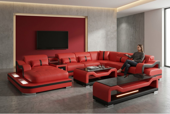 Skóra Sofa Kanapa Podkładka Komplet Ustawić Żywy krajobraz Kanapy Sofy