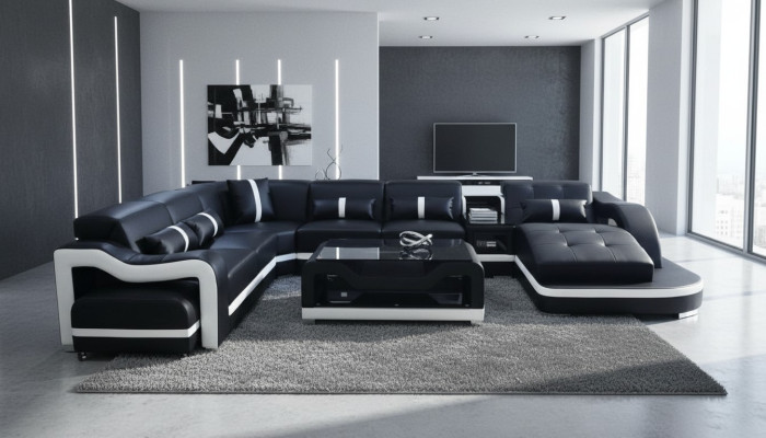 Narożnik Sofa Kanapa Podkładka Narożnik Ustawić Skóra Kanapy Żywy krajobraz U Shape Sofas
