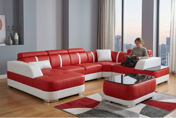 Design Narożnik Couch Siedziba Skóra Podkładka Narożnik Ustawić Żywy krajobraz Sofas New Sofa
