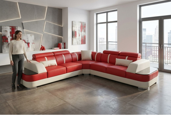 Skóra Sofa Żywy krajobraz Ustawić Design Nowoczesne Narożnik Sofy Luksusowe L-Shape G8026B