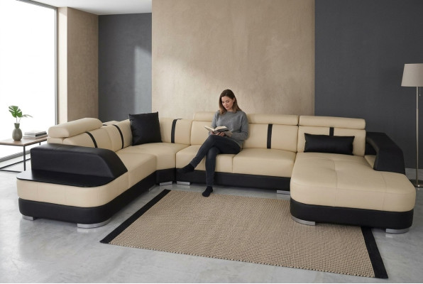 Narożnik Sofa Kanapa Podkładka Narożnik Ustawić Skóra Sofa Kanapy Żywy krajobraz U kształt
