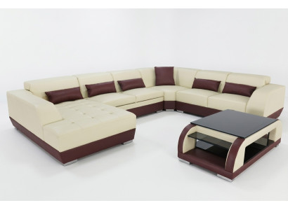 Skóra Sofa Kanapa Podkładka Narożnik Projektant Żywy krajobraz Obcios Narożnik Nowy Ustawić