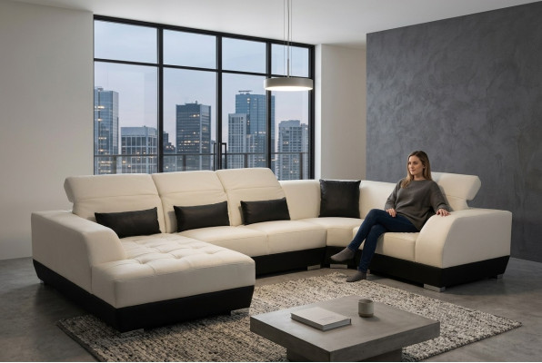 Luksusowa kanapa Żywy krajobraz U Shape Sofa Meble Podkładka Siedziba Ustawić Narożnik Kanapy