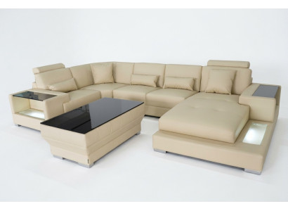 Skóra Sofa Kanapa Podkładka Narożnik Projektant Ustawić Żywy krajobraz Obcios Narożnik Nowość