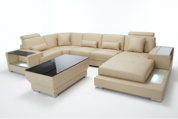 Skórzana sofa Żywy krajobraz Ustawić Design Nowoczesna Narożnik Sofa Kształt U G8023