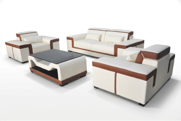 Sofa 3+2+1 Sofa Podkładka Skóra Materiał Kanapy Sofy +Tabela Kompletna Ustawić Nowy