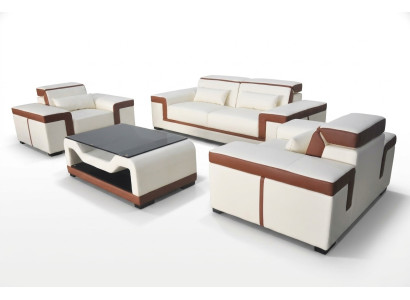 Sofa 3+2+1 Sofa Podkładka Skóra Materiał Kanapy Sofy +Tabela Kompletna Ustawić Nowy