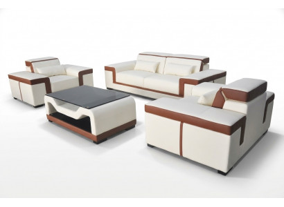 Sofa 3+2+1 Sofa Podkładka Skóra Materiał Kanapy Sofy +Tabela Kompletna Ustawić Nowy