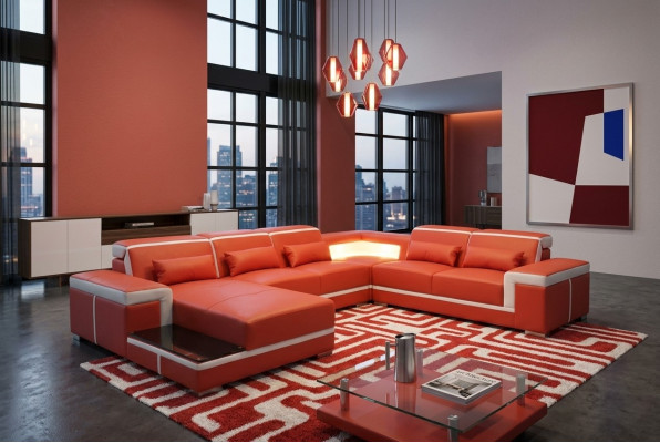 Wygodna skórzana sofa XXL z innowacyjną ergonomią i oświetleniem LED