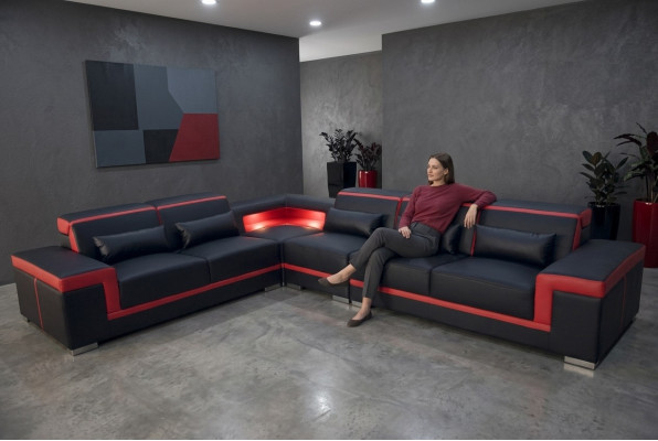 Kanapa XXL Narożnik Skórzana sofa Żywy krajobraz Ustaw Design Sofa nowoczesna LForm G8020B