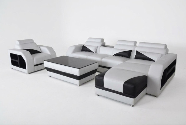 Skóra Narożnik Sofa Ustawić Sofy Kanapy Podkładka Żywy krajobraz Fotel Narożnik